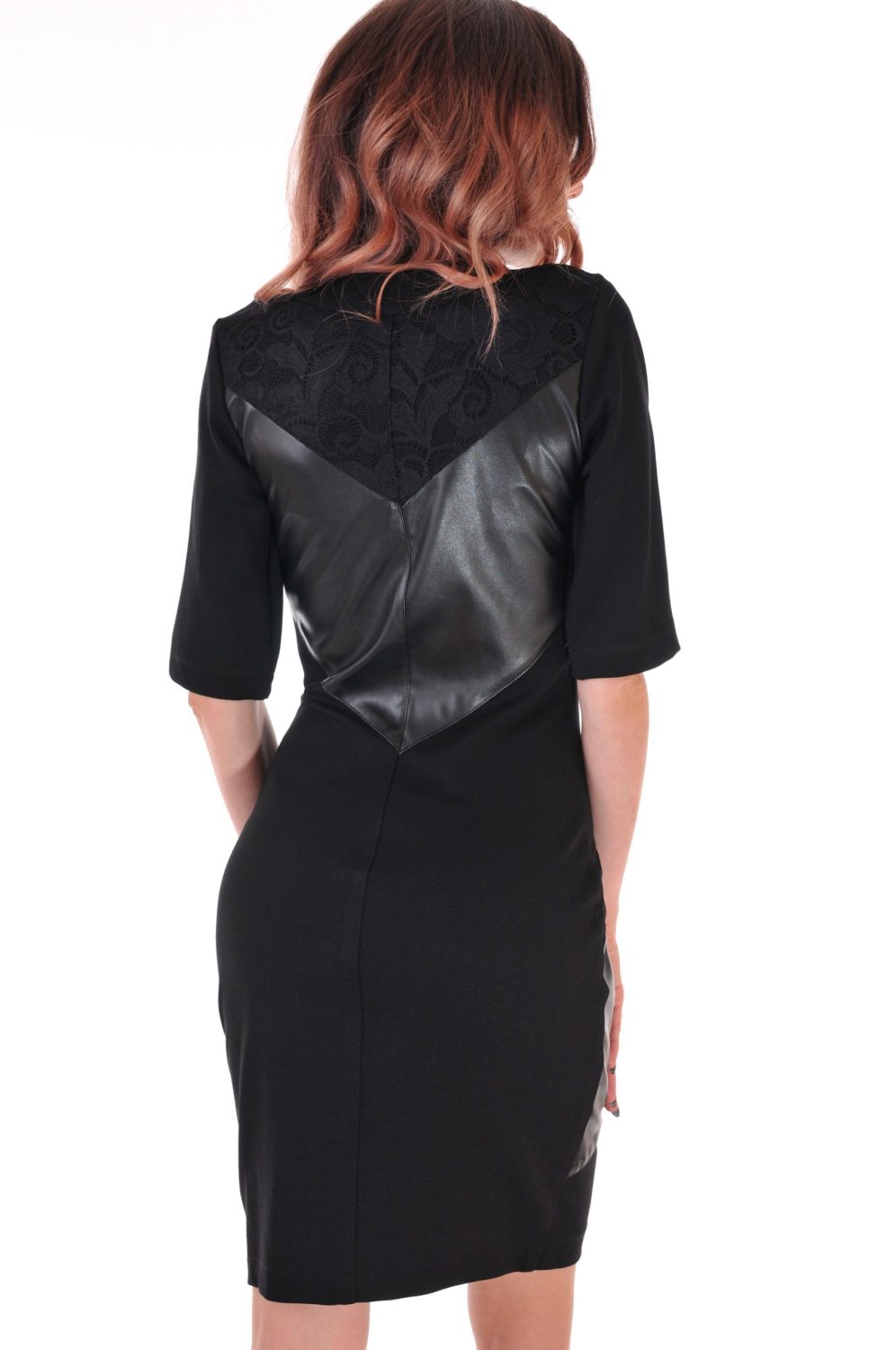 Черна Рокля с кожени елементи“AZAIAH“