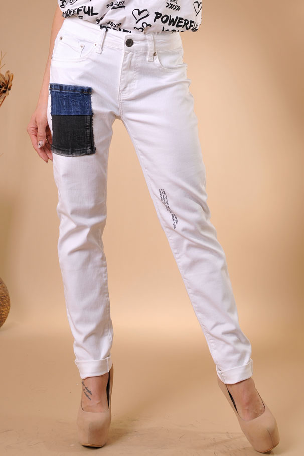 Дамски бели дънки