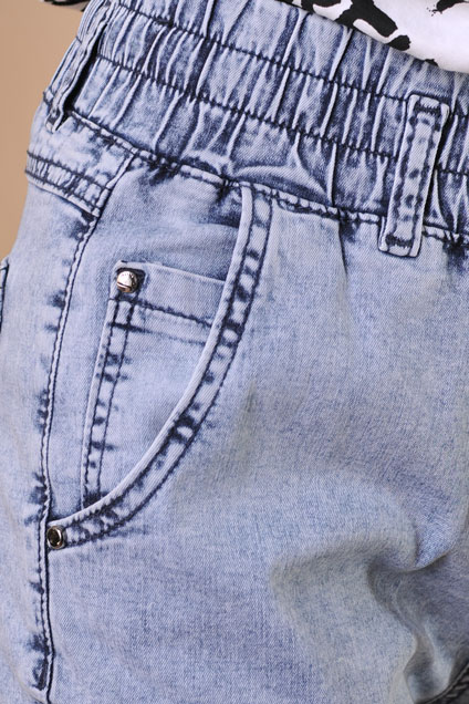 Еластични дамски дънки с връзка в талията