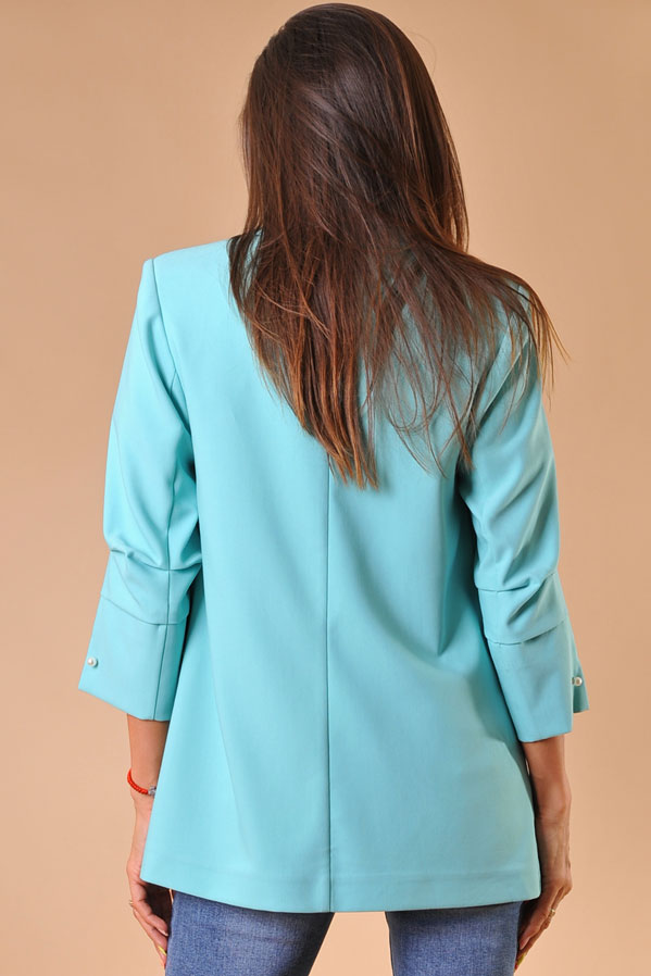 Дамско сако със свободна кройка в цвят мента