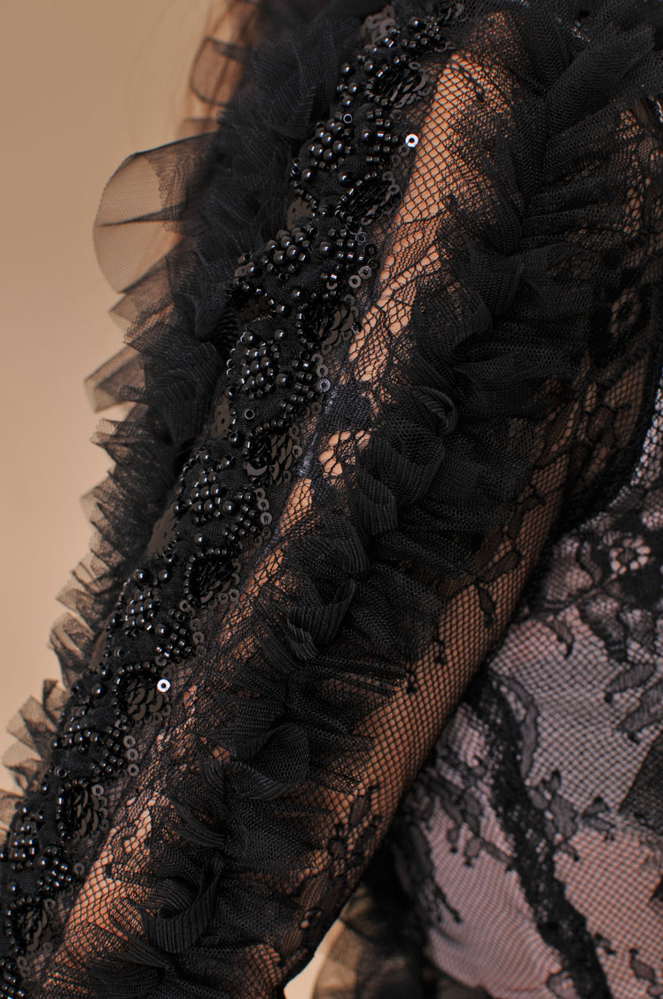 Официална бална черна рокля с пайети