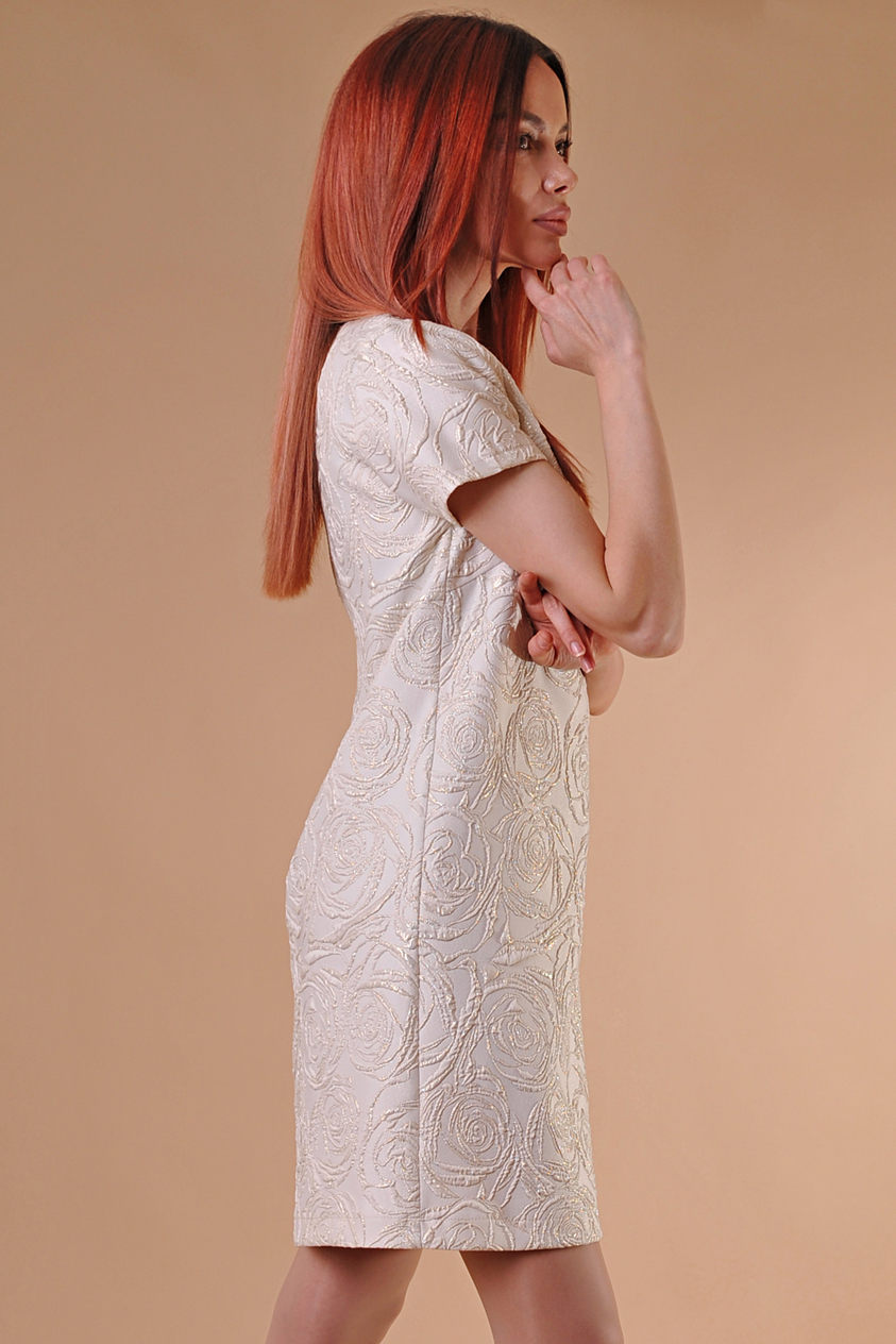 Gentle Beauty широка рокля в екрю и златисто