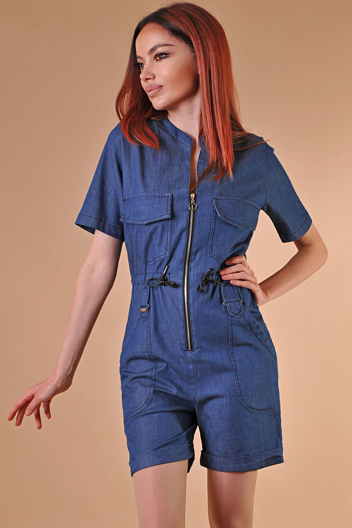 Blue Mood къс дънков гащеризон от памучен деним