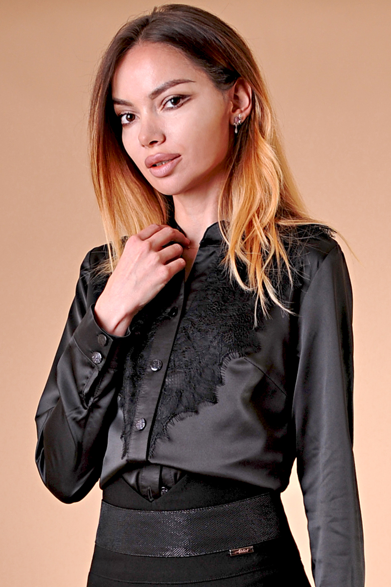 Дамска черна риза с дантела Desire