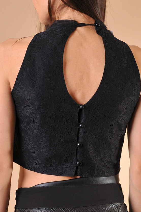 Бюстие с тюл в черно