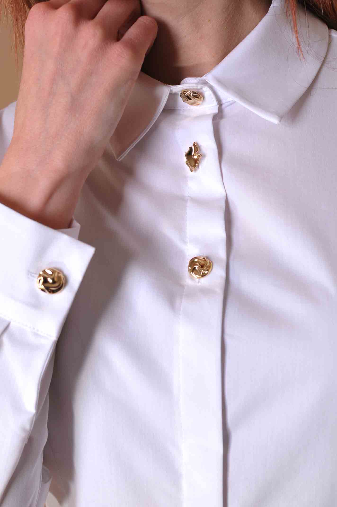 Дамска бяла риза с дълъг ръкав